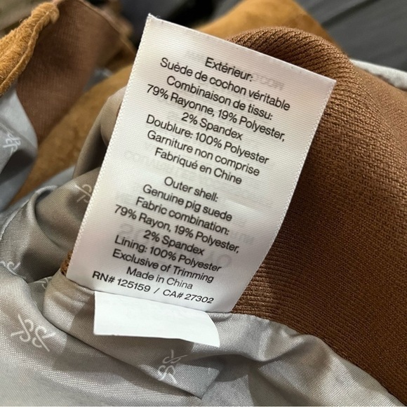 Soia & Kyo Suede Leather Jacket Full Zip Ribbed Panels Brown M - Picture 5 of 6